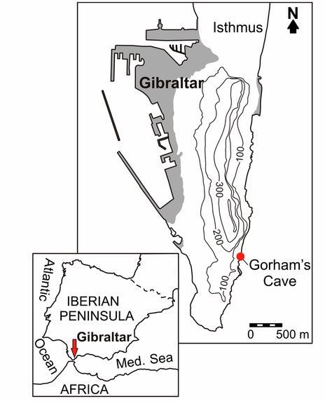 Location of Gorham's Cave